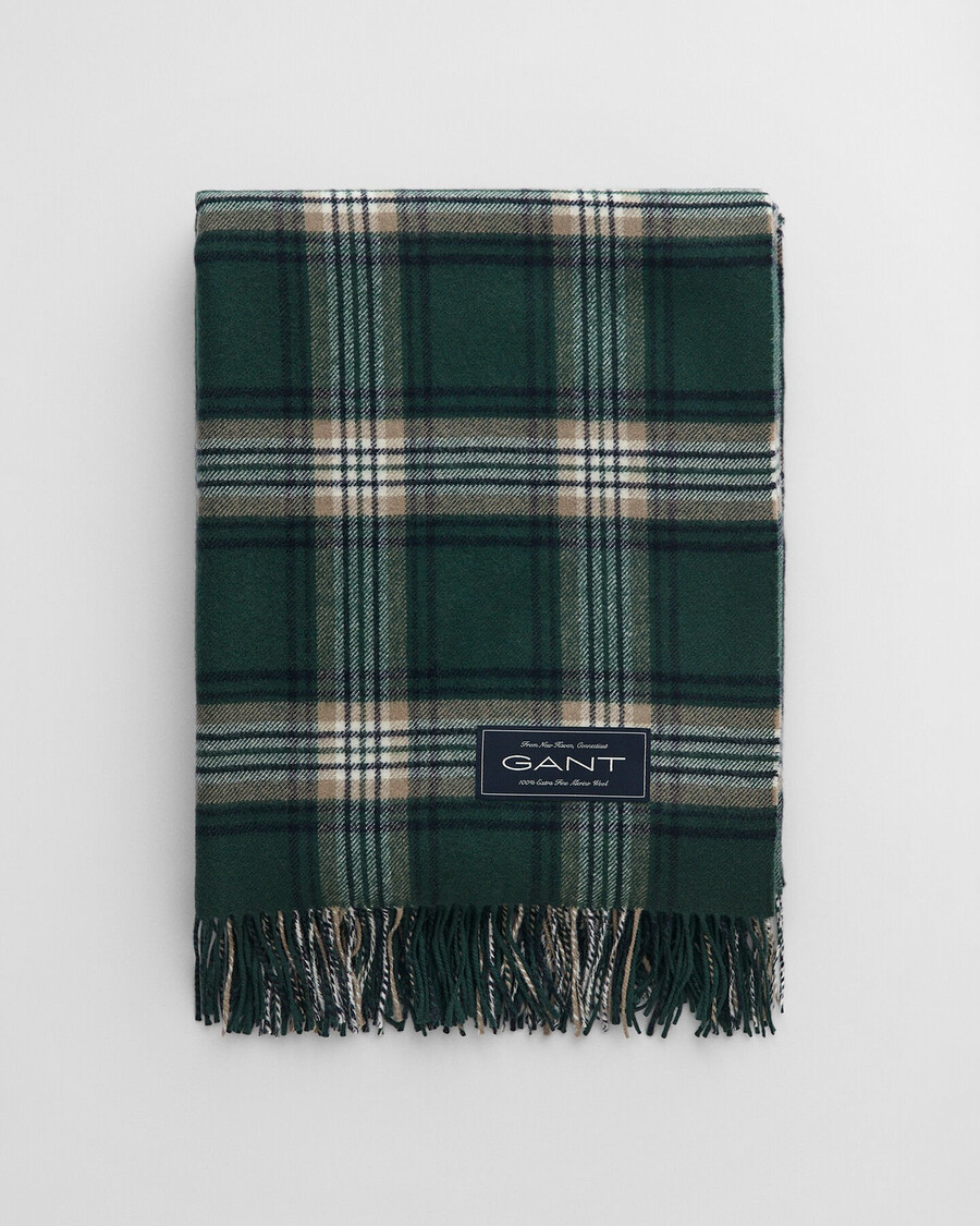 manta de lã merino extrafina - verde xadrez
