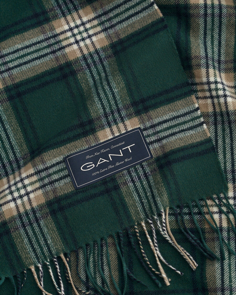 manta de lã merino extrafina - verde xadrez