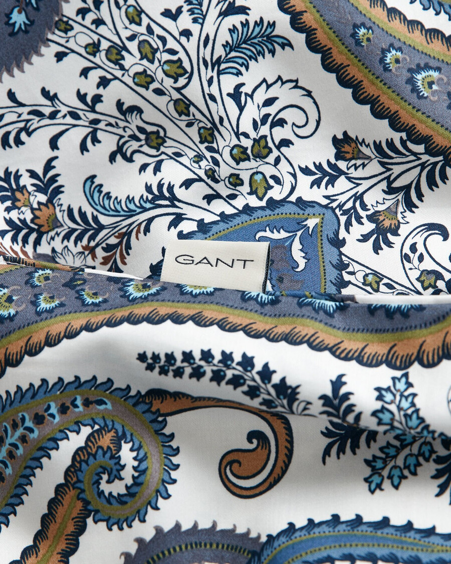 edredom de casal key west paisley - azul cetim