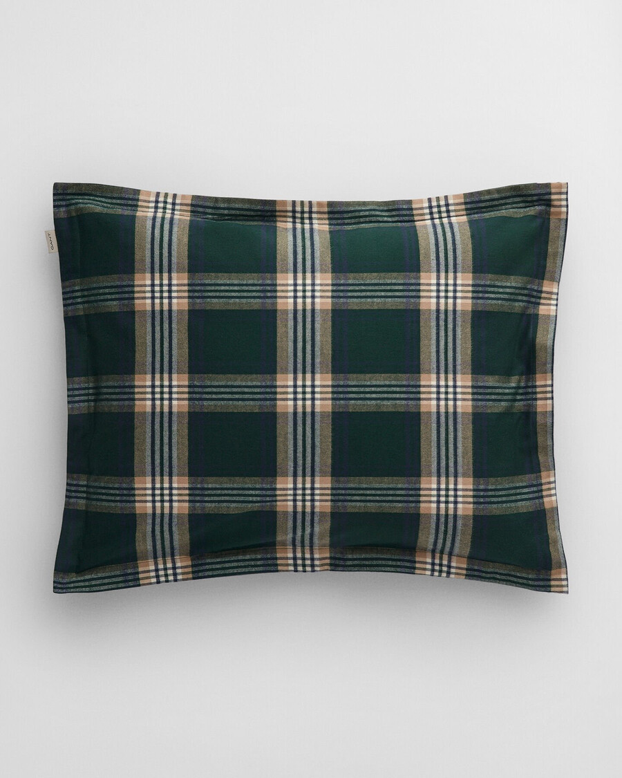 fronha de flanela para férias - verde xadrez