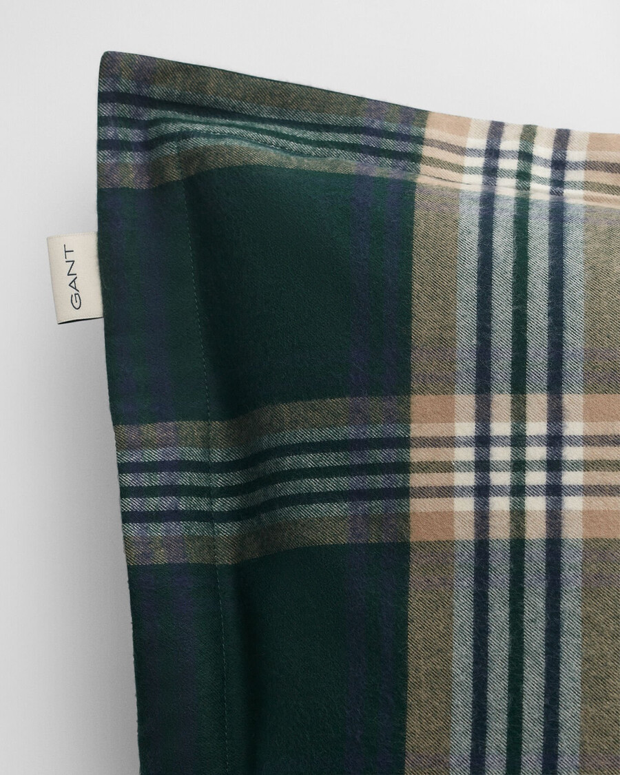 fronha de flanela para férias - verde xadrez