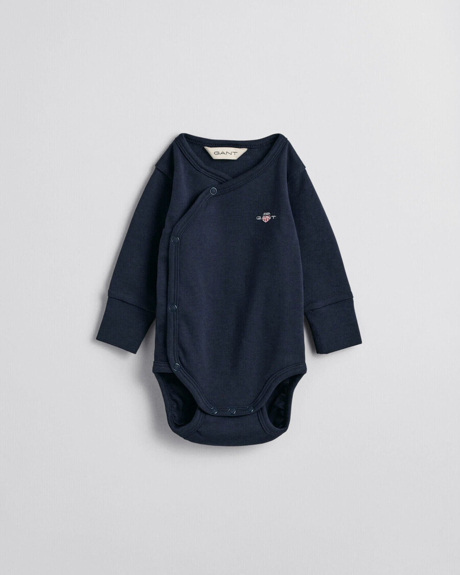 body de manga comprida baby shield - azul noite