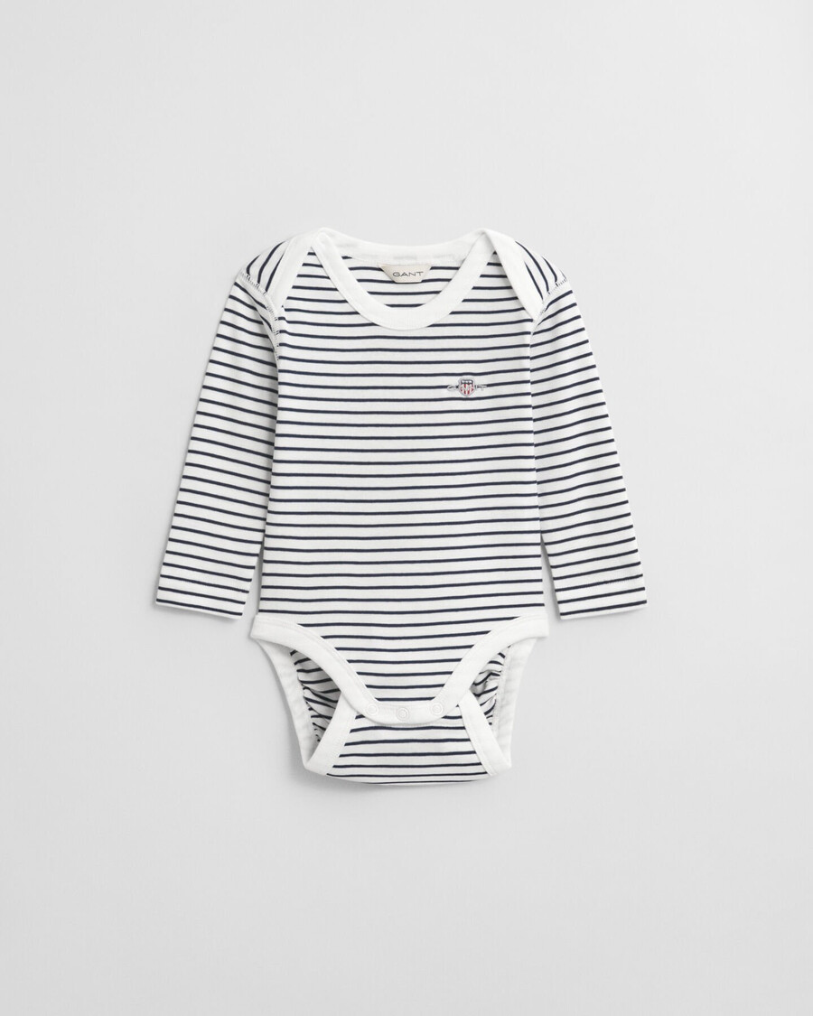body para bebê com estampa de escudo listrado - branco
