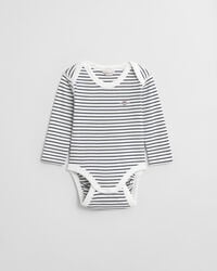 body para bebê com estampa de escudo listrado - branco