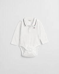 body de manga comprida baby shield em piqué - branco