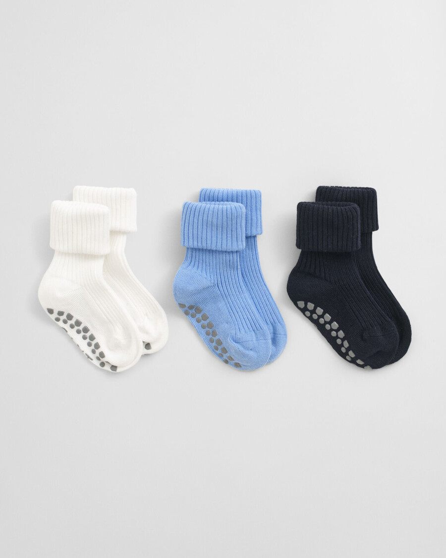 conjunto de 3 meias para bebê - azul capri