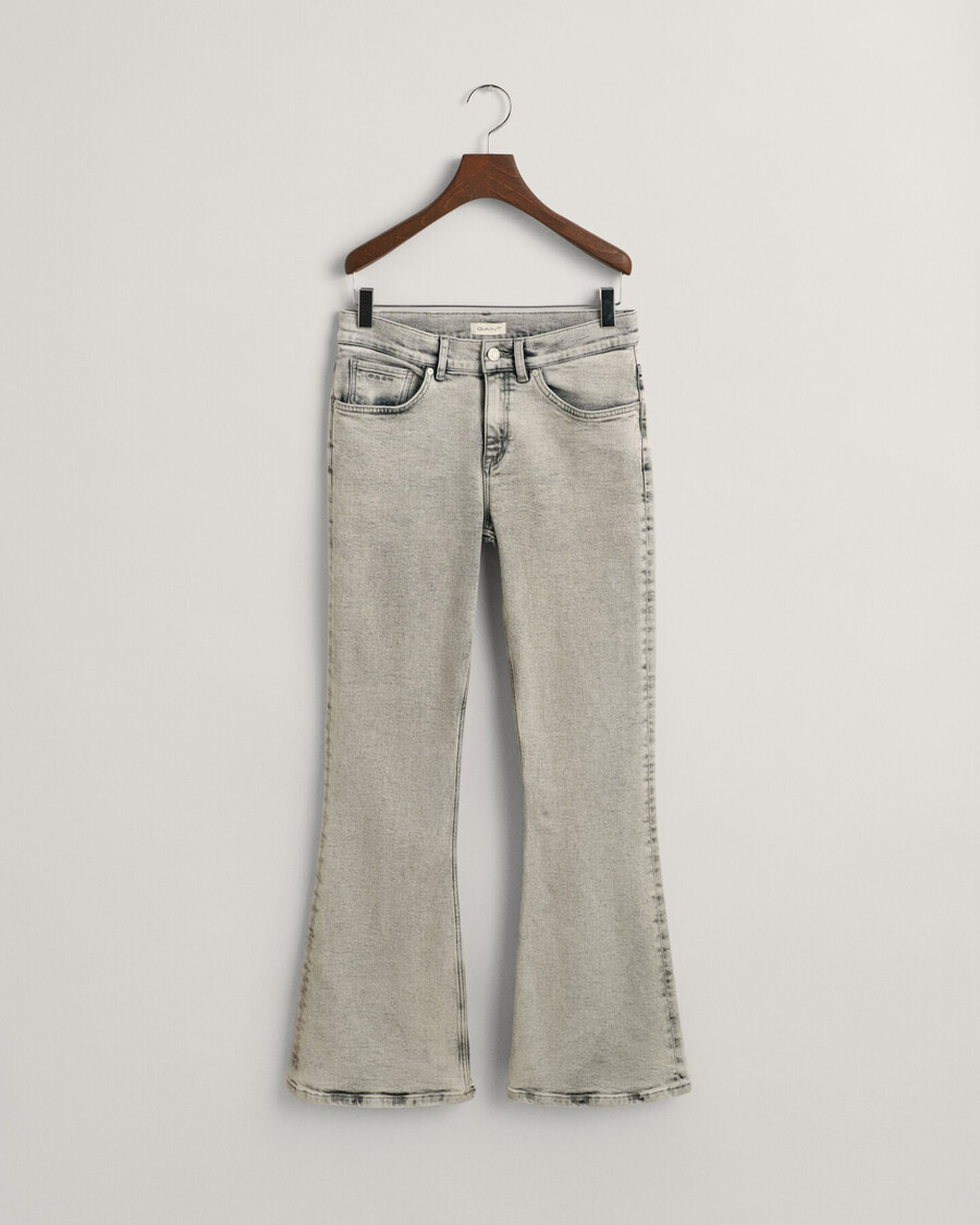calça jeans bootcut para adolescentes - cinza com efeito desgastado