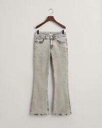 calça jeans bootcut para adolescentes - cinza com efeito desgastado