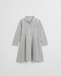 vestido piqué infantil com modelagem evasê - cinza mesclado claro