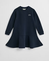 vestido infantil de malha com estampa de escrita - azul noite