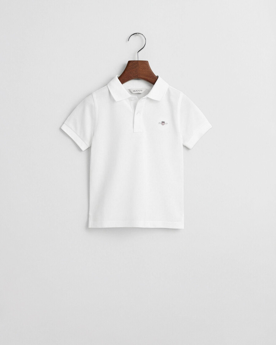 camisa polo infantil shield piqué - branca