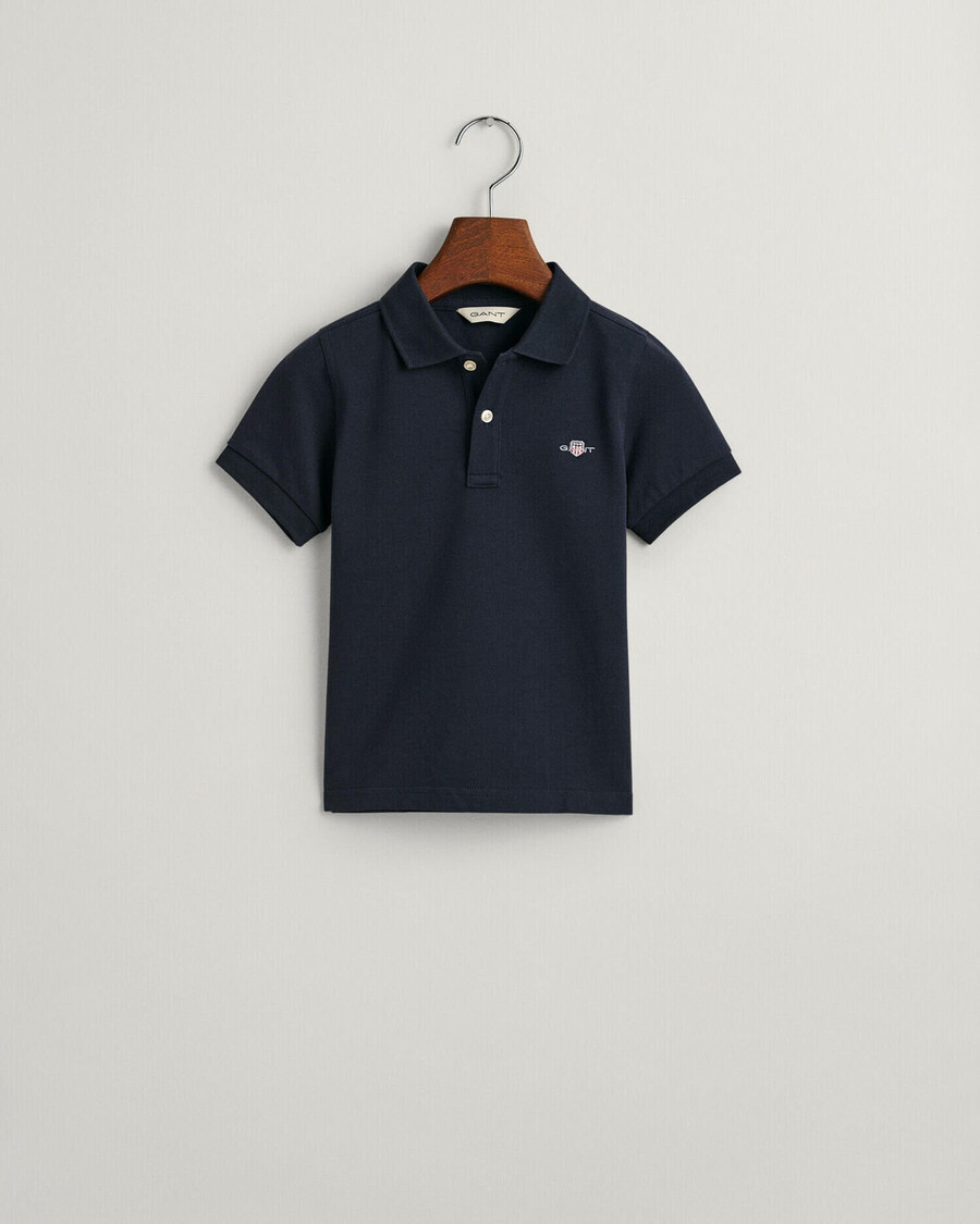 camisa polo infantil shield piqué - azul noite