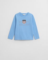 camiseta infantil de manga comprida com escudo de arquivo - azul sonho
