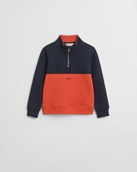 moletom infantil com meio zíper e blocos de cores - azul noite