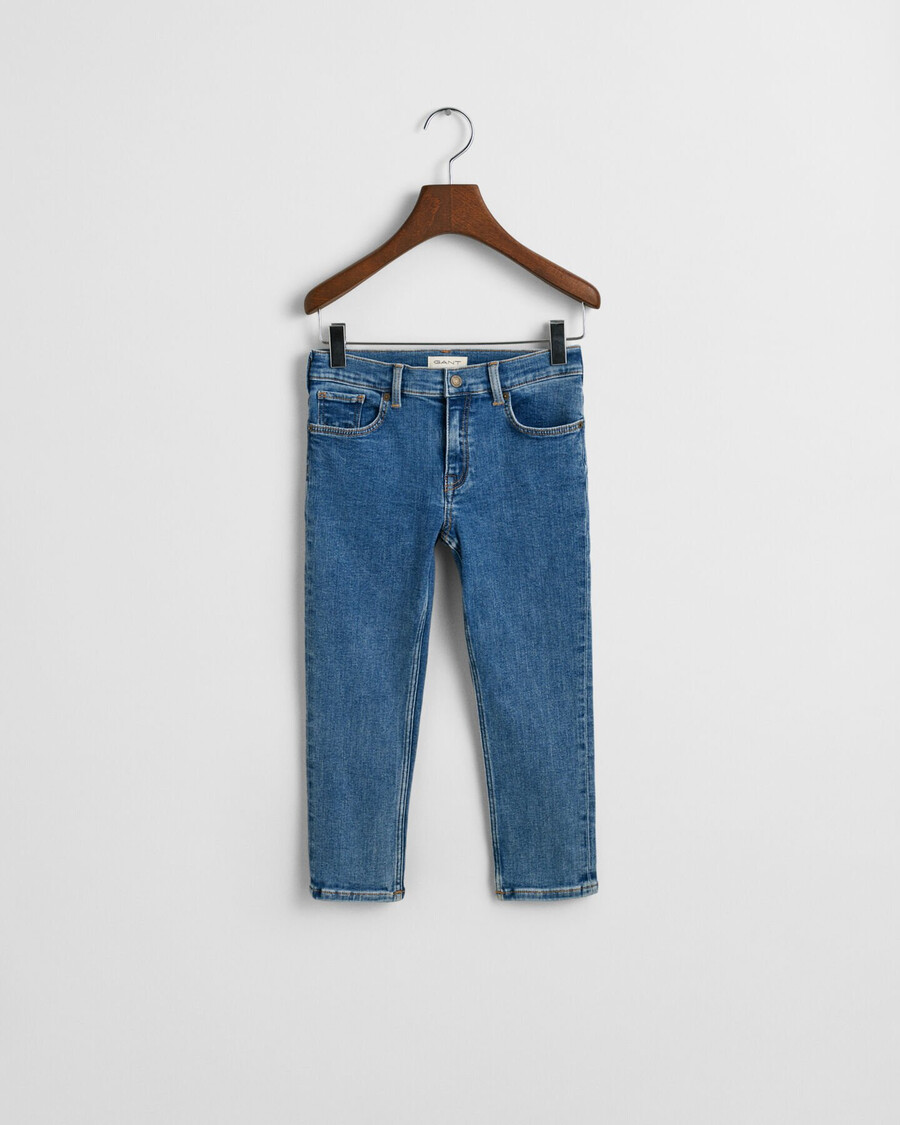 calça jeans infantil slim fit - azul médio
