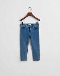 calça jeans infantil slim fit - azul médio