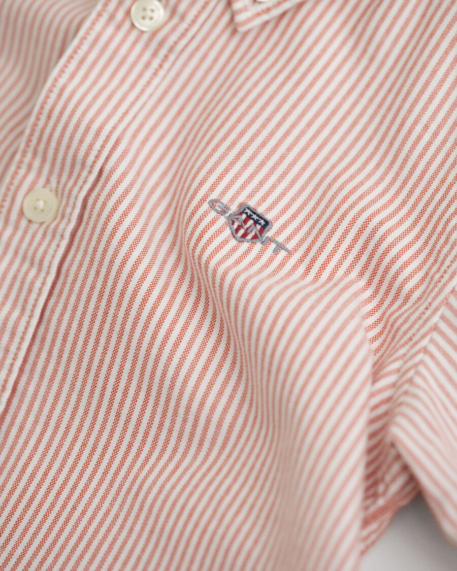 camisa oxford infantil listrada shield - laranja escuro