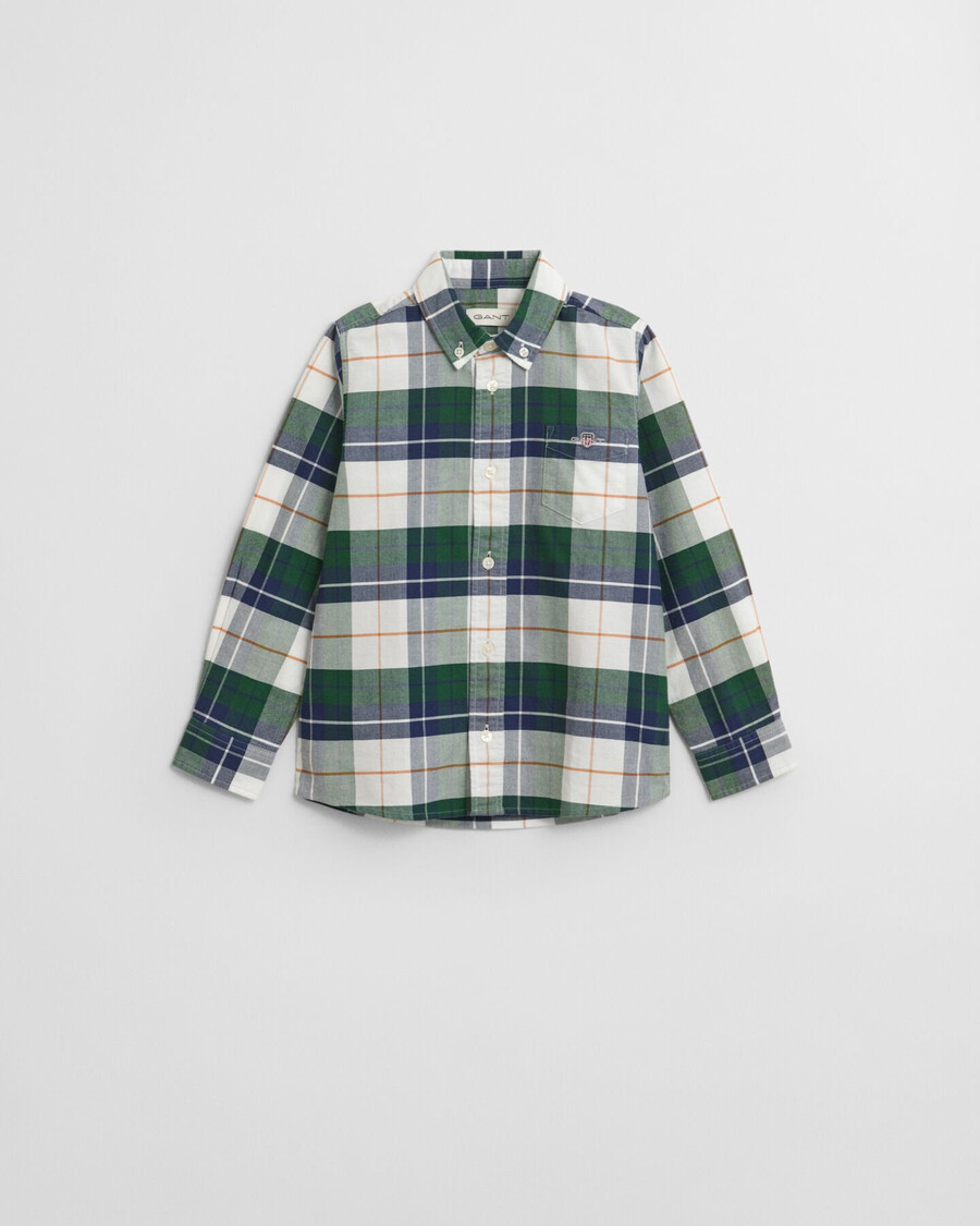 camisa oxford xadrez infantil shield - verde floresta