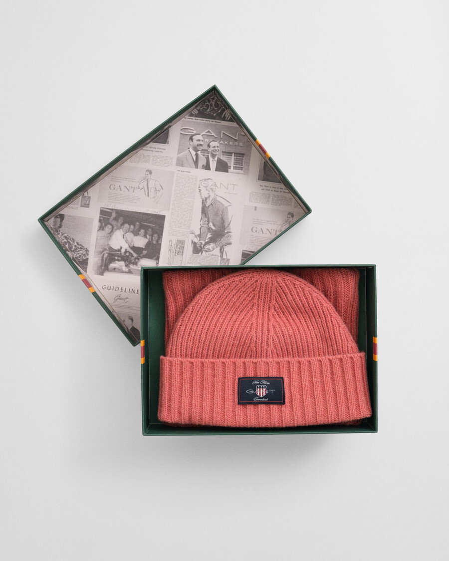 conjunto infantil de gorro e cachecol de lã mista - cor tijolo desbotado
