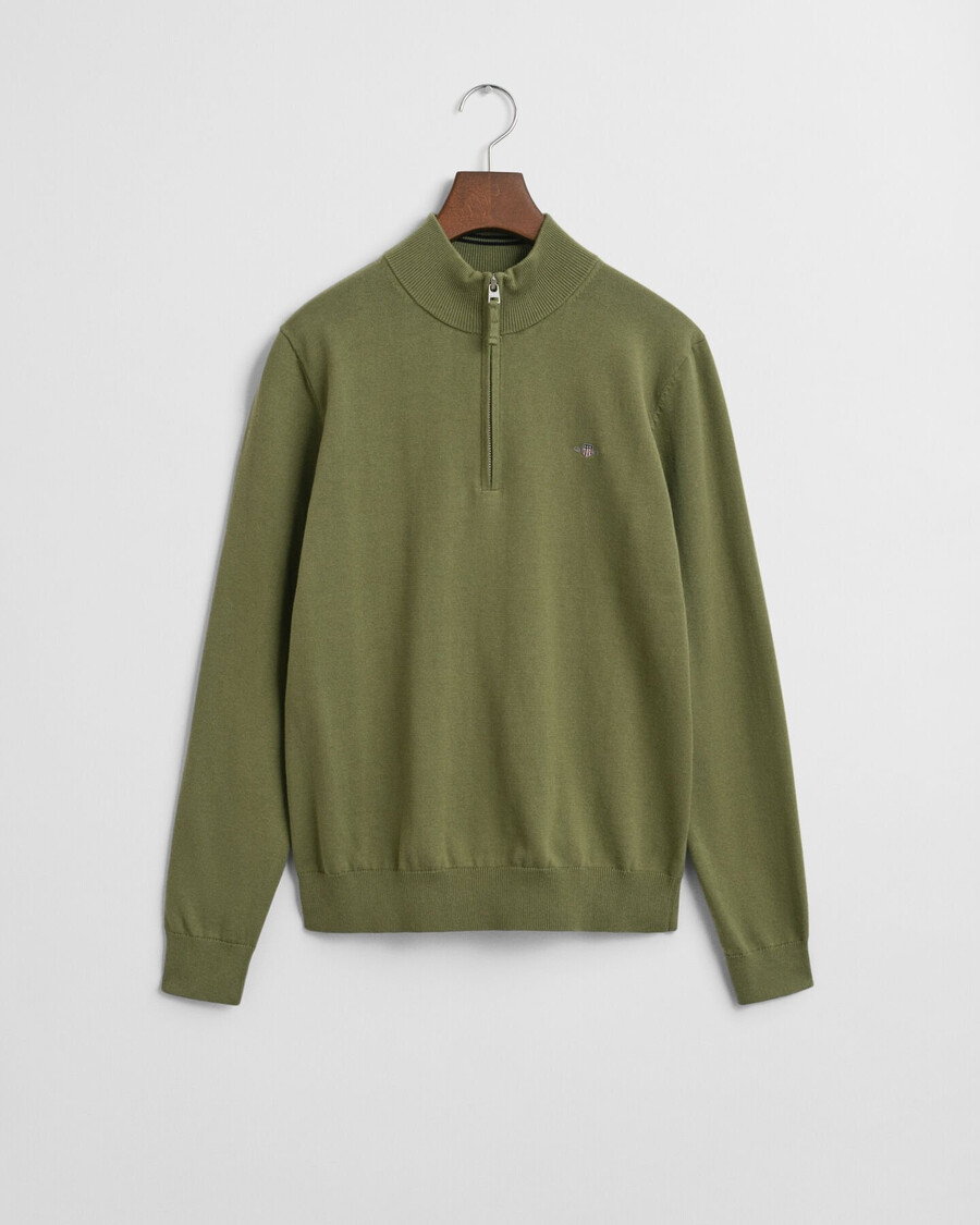 suéter teens shield de algodão com meio zíper - verde oliva