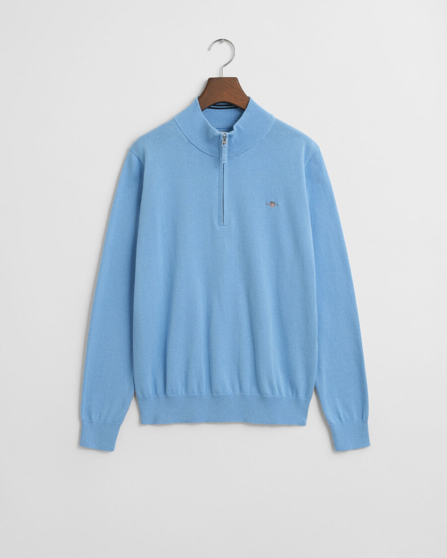 suéter teens shield de algodão com meio zíper - azul sonho
