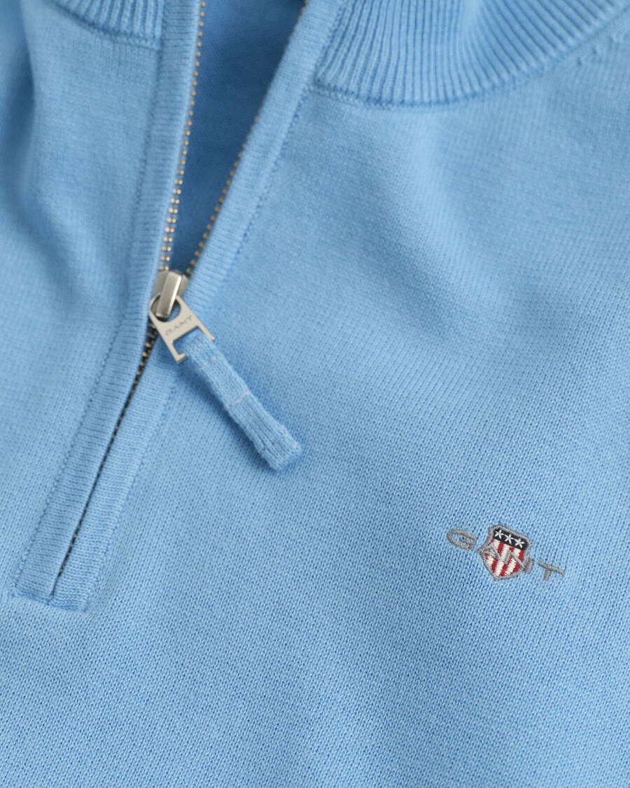 suéter teens shield de algodão com meio zíper - azul sonho