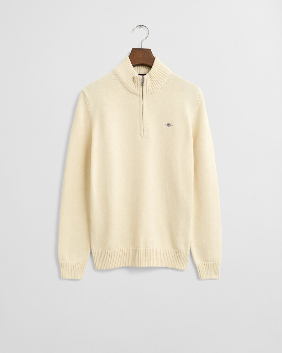 suéter casual de algodão com meio zíper para adolescentes - creme