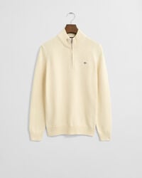 suéter casual de algodão com meio zíper para adolescentes - creme