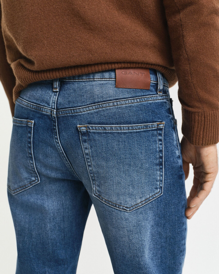 calça jeans slim fit - azul médio vintage