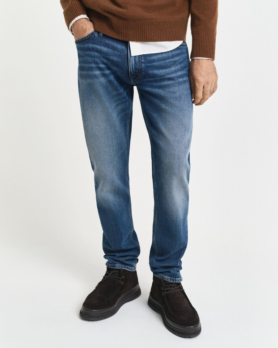 calça jeans slim fit - azul médio vintage