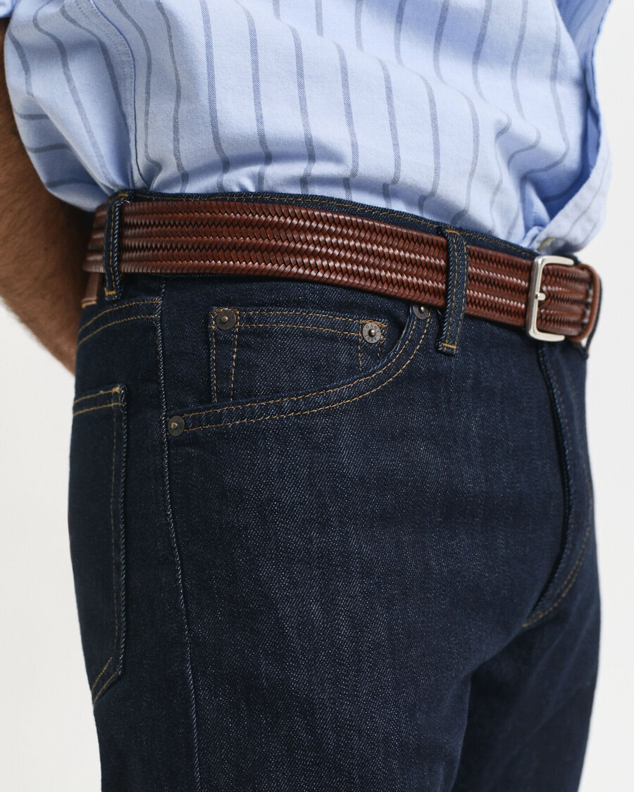 calça jeans de corte regular - azul escuro