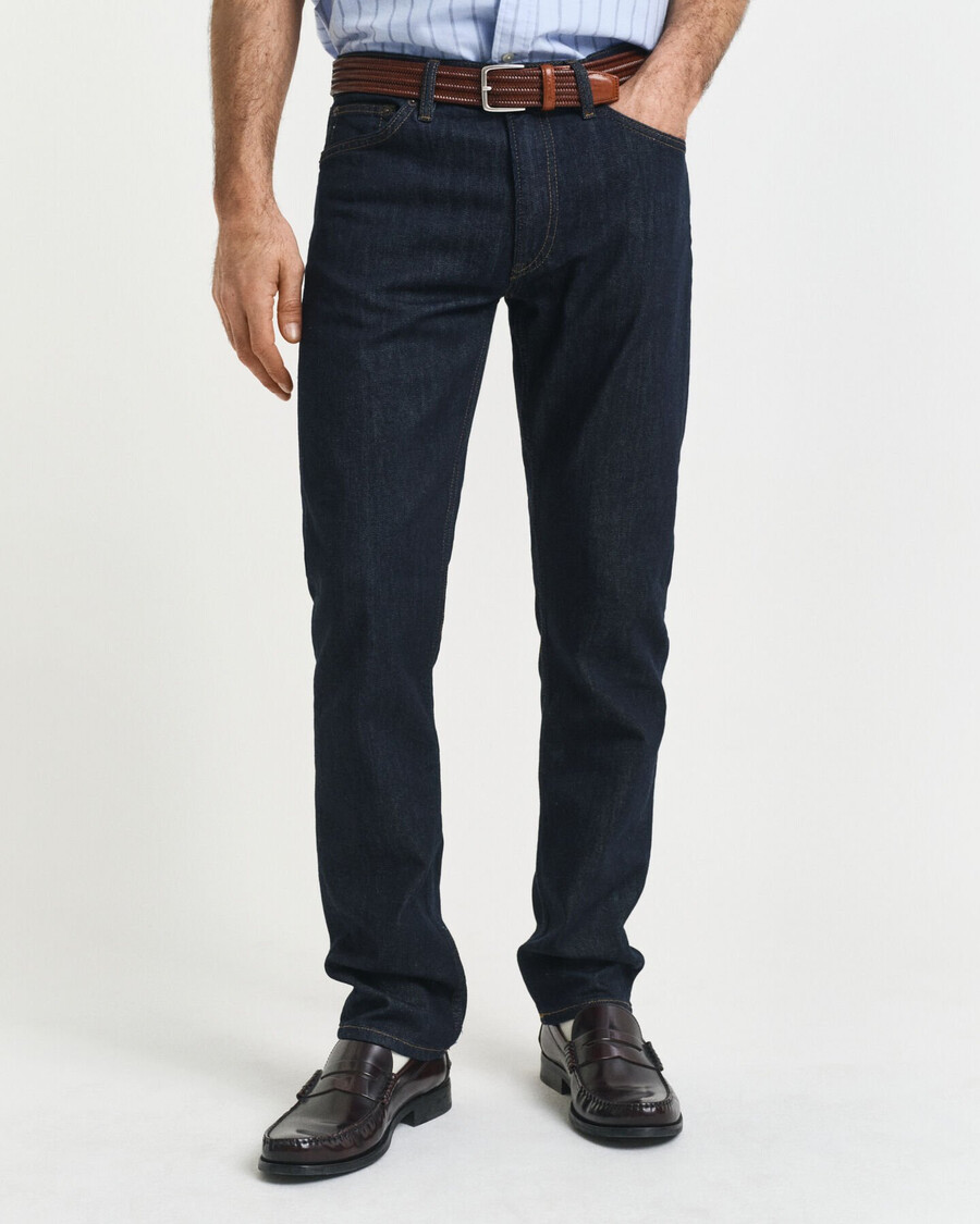 calça jeans de corte regular - azul escuro