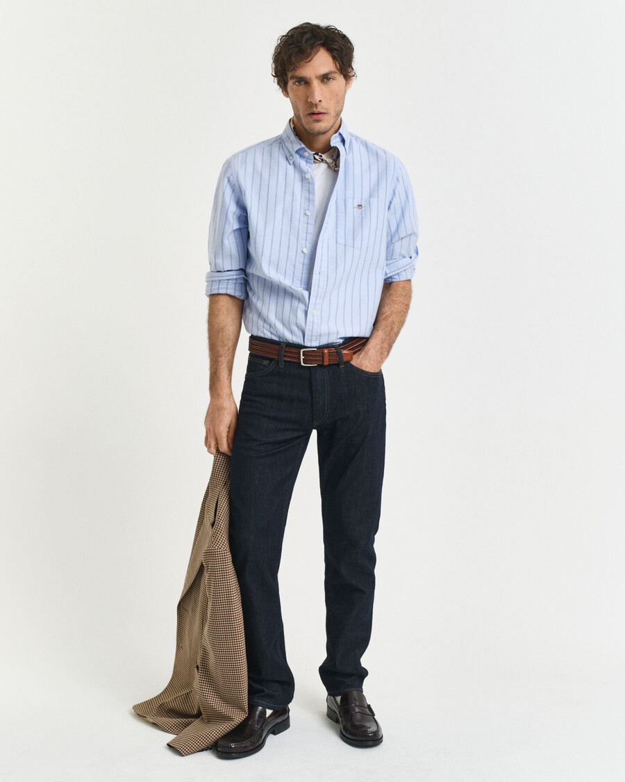 calça jeans de corte regular - azul escuro