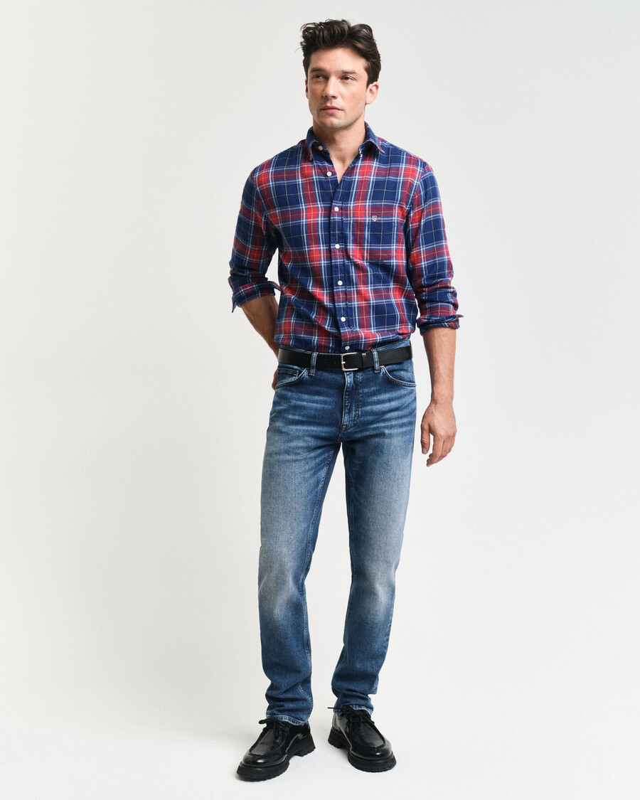 calça jeans de corte regular - azul médio vintage