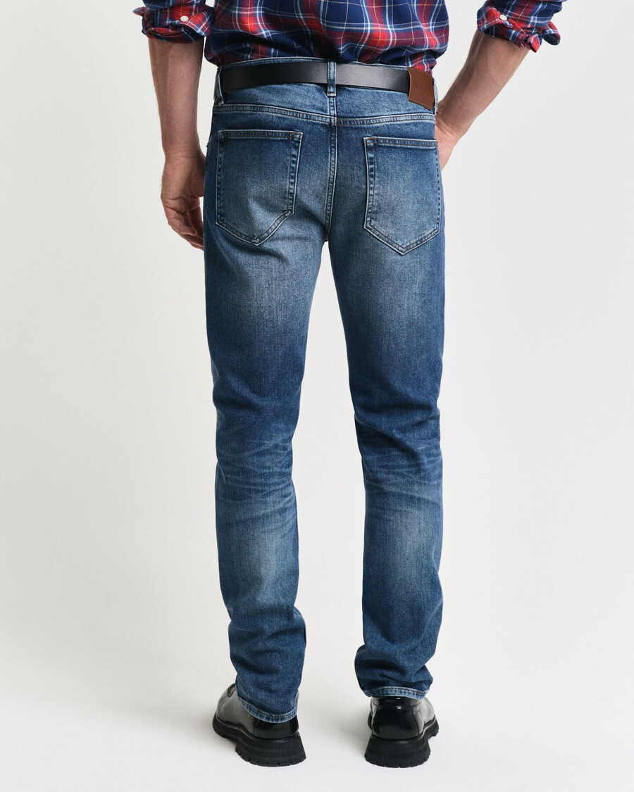 calça jeans de corte regular - azul médio vintage