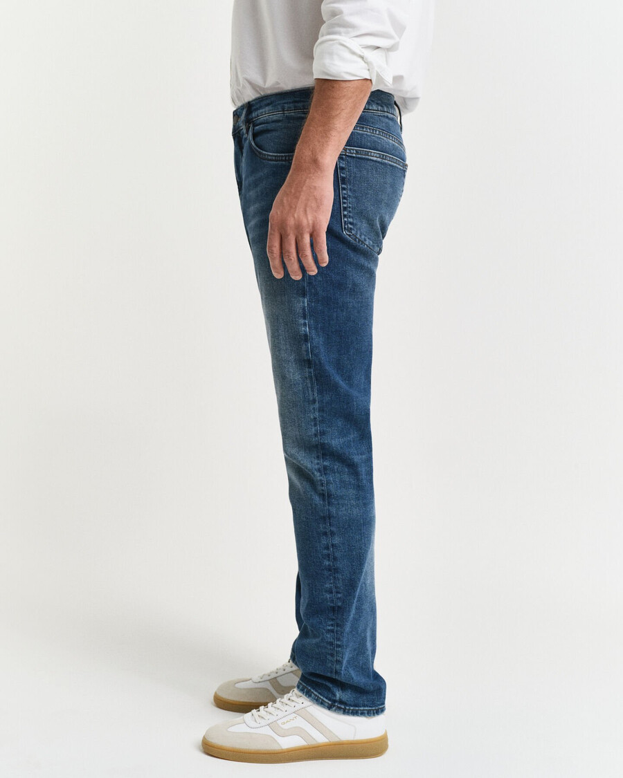 calça jeans de corte regular - azul médio vintage