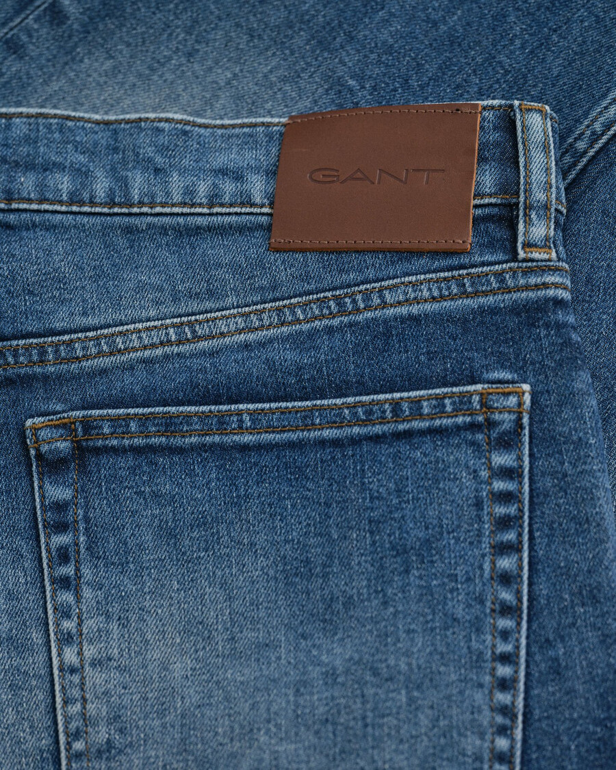calça jeans de corte regular - azul médio vintage