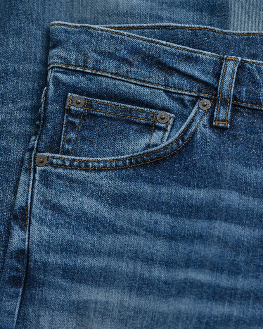 calça jeans de corte regular - azul médio vintage