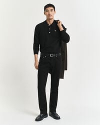 calça jeans preta de corte regular - preta