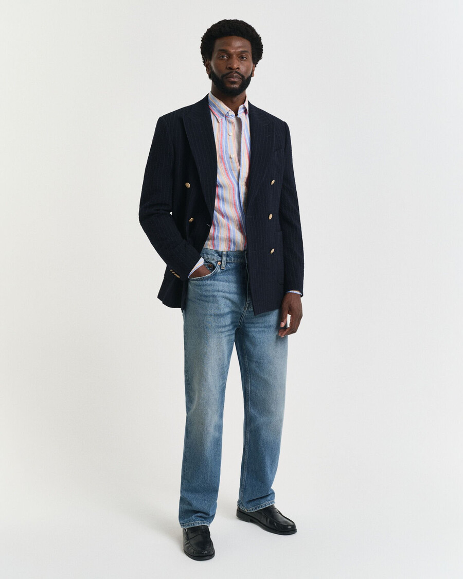calça jeans reta - azul claro vintage