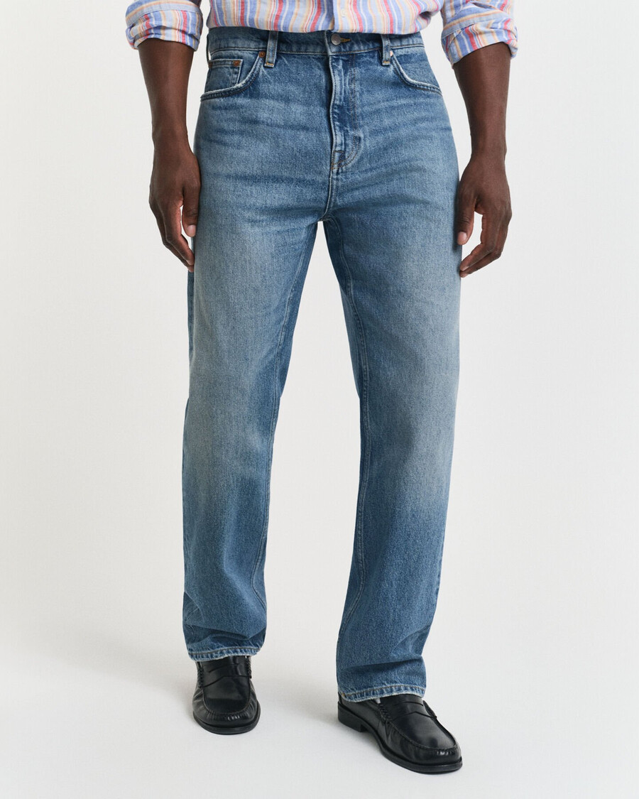 calça jeans reta - azul claro vintage