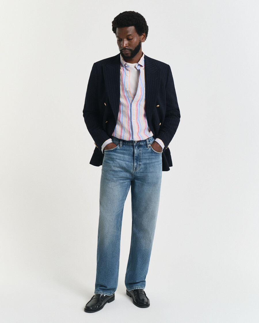 calça jeans reta - azul claro vintage