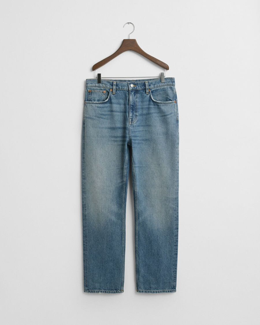 calça jeans reta - azul claro vintage