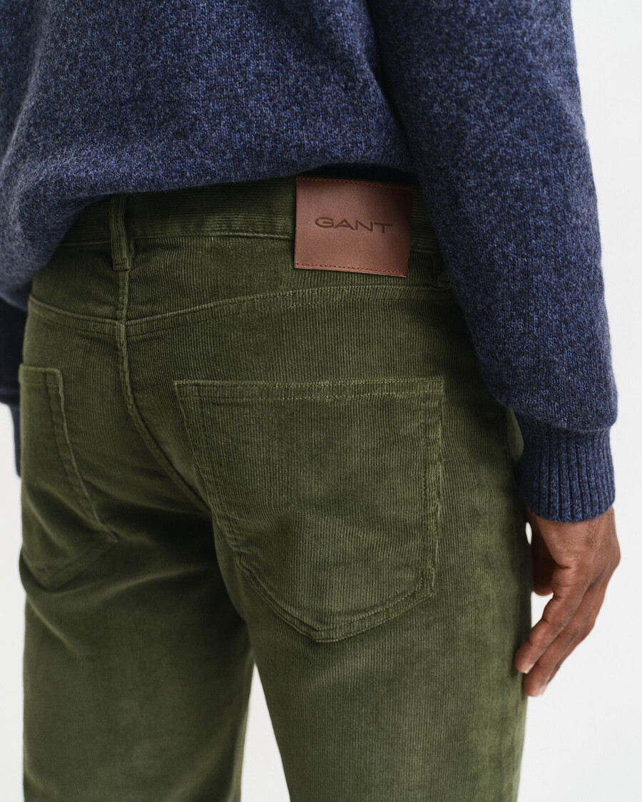 calça jeans de veludo cotelê slim fit - verde campestre