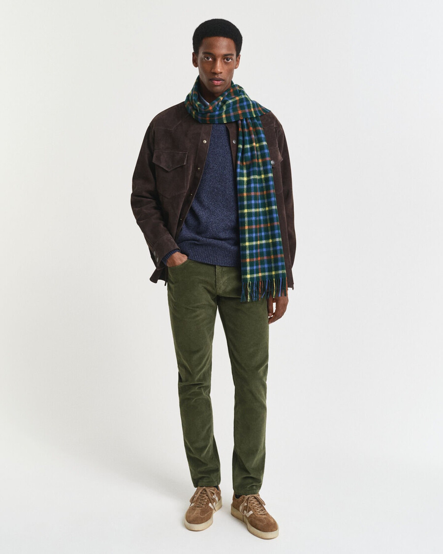 calça jeans de veludo cotelê slim fit - verde campestre