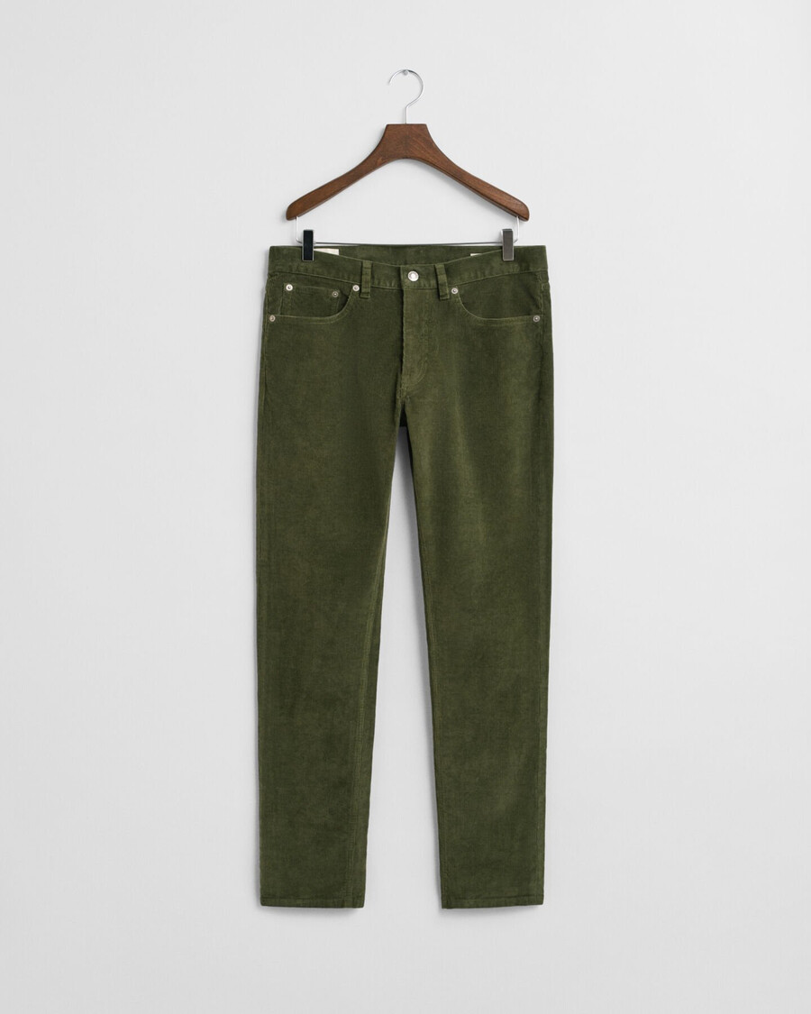 calça jeans de veludo cotelê slim fit - verde campestre