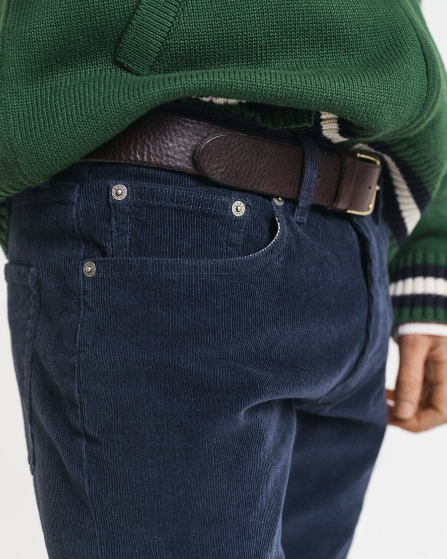calça jeans de veludo cotelê slim fit - azul noite