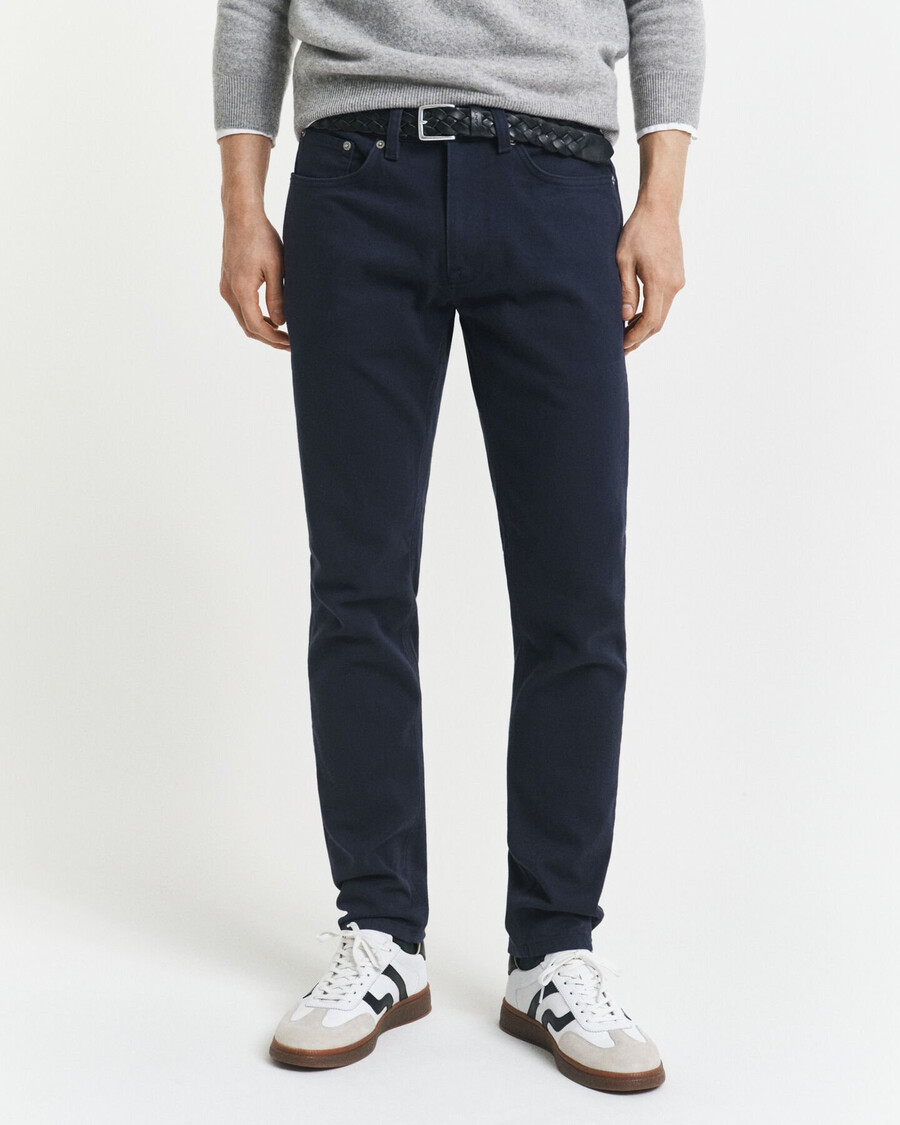calça jeans slim fit em sarja macia - azul noite