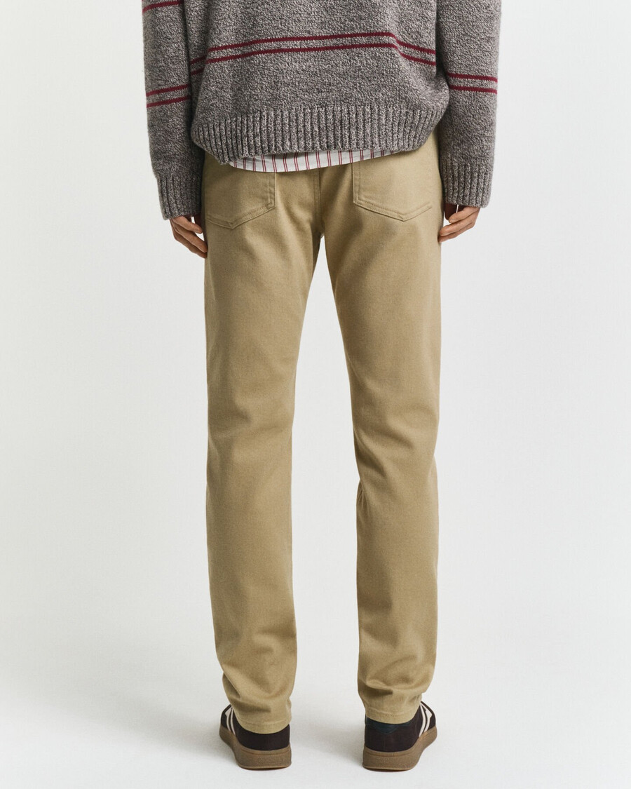calça jeans de sarja macia com corte regular - bege woody