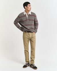 calça jeans de sarja macia com corte regular - bege woody